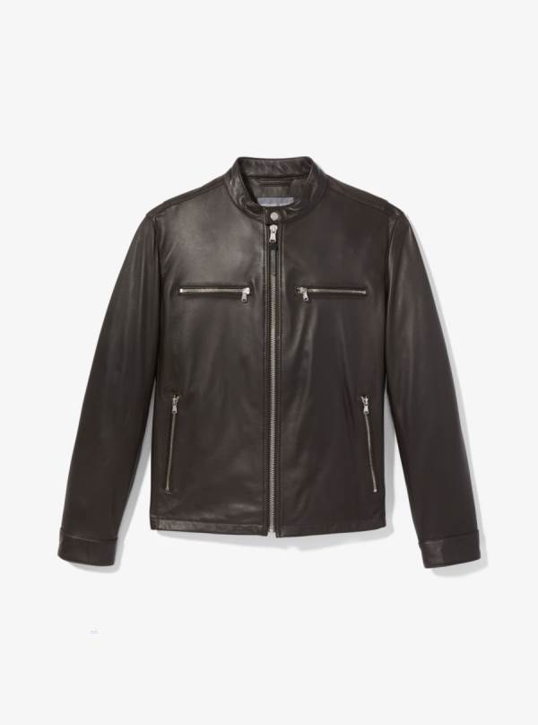Panske Bundy Michael Kors Leather Moto Čierne - Oblecenie Michael Kors Outlet | FMNTK-9846